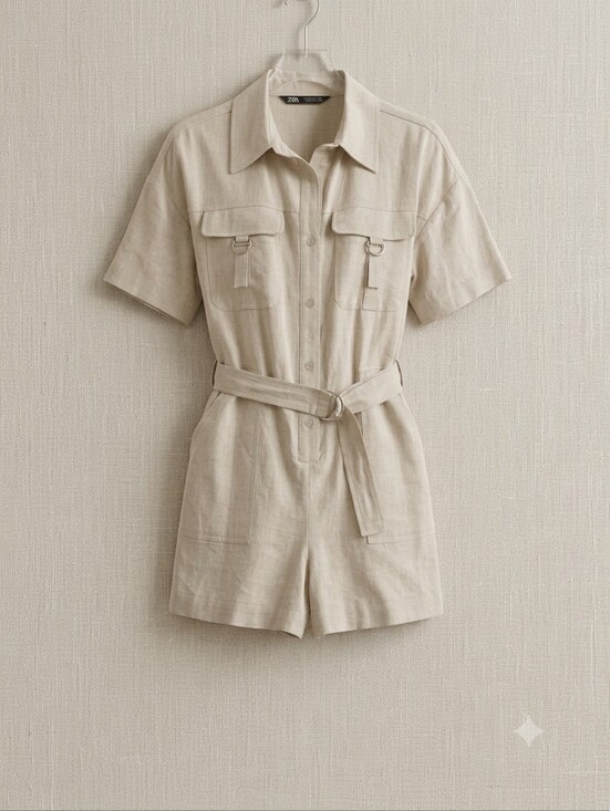 Zara Pants - Zara Linen Blend Belted Utility Romper